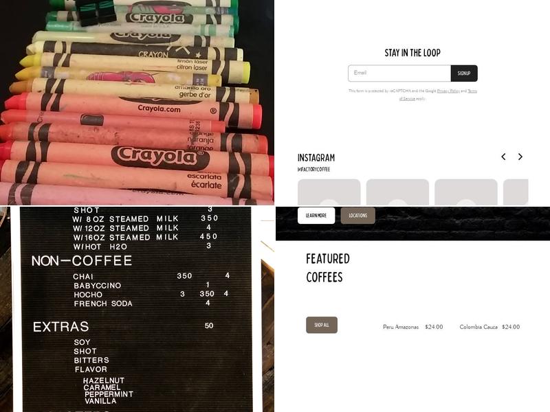 Factory Coffee Menu
