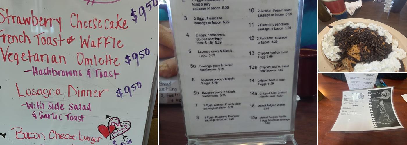 Poor Richards Cafe Menu