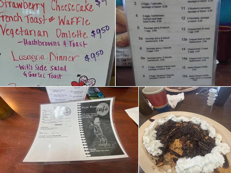 Poor Richards Cafe Menu