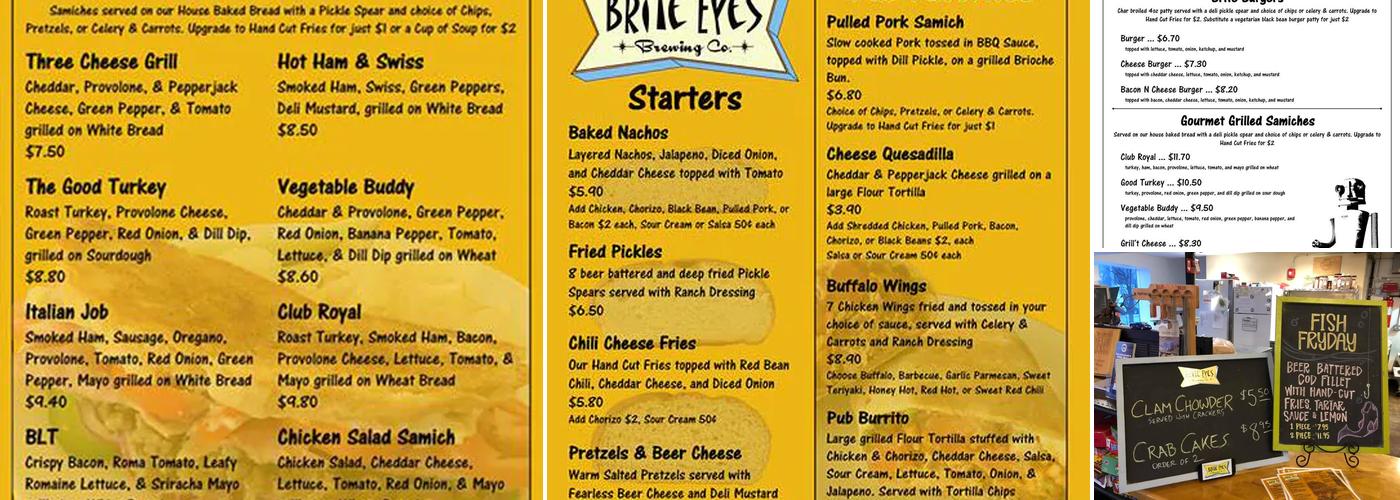Brite Eyes Brewing Company Menu