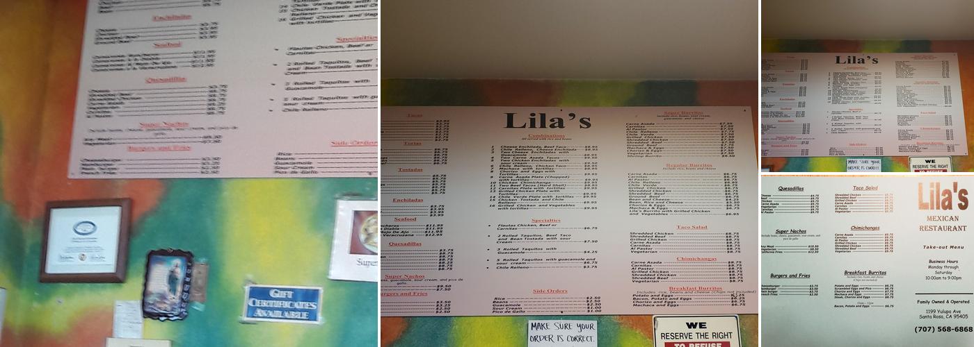 Lila's Menu