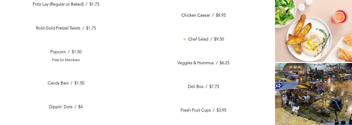 Kitty Hawk Cafe & Seating Menu