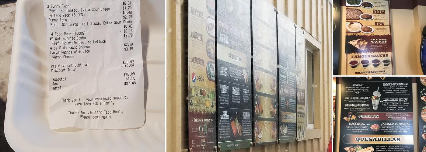 Taco Bob's Menu