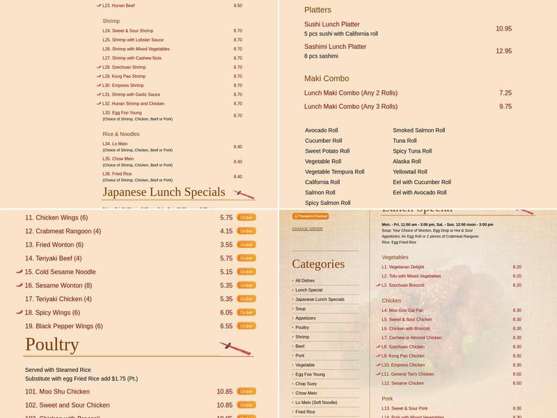 Campus Wok Menu