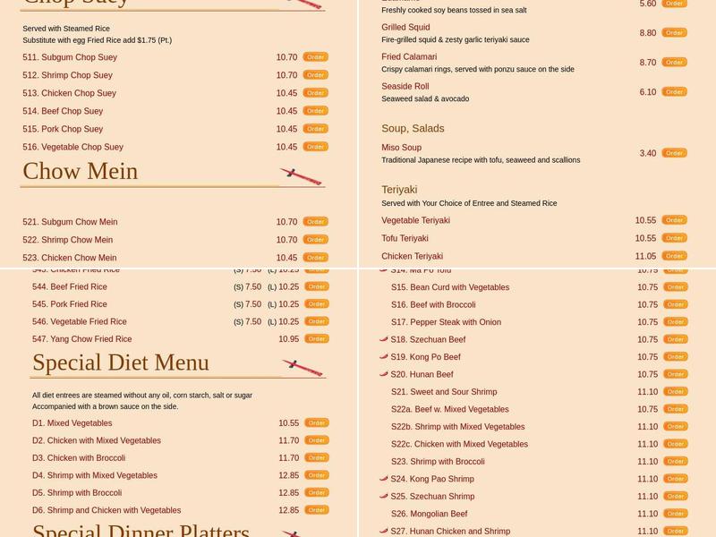 Campus Wok Menu