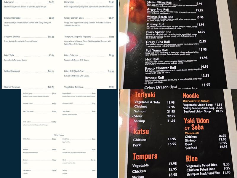 Kyoto Japanese Steakhouse Menu