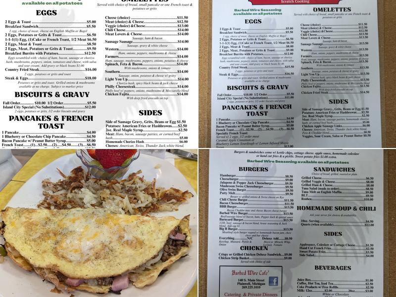 Barbed Wire Cafe Menu