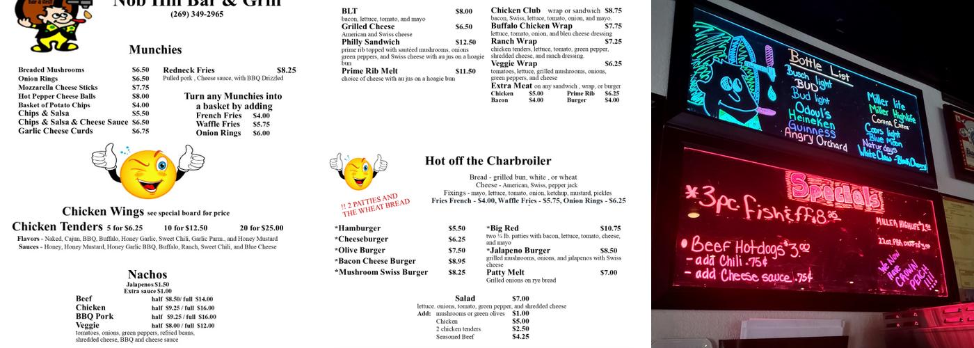 Nob Hill Bar & Grill Menu