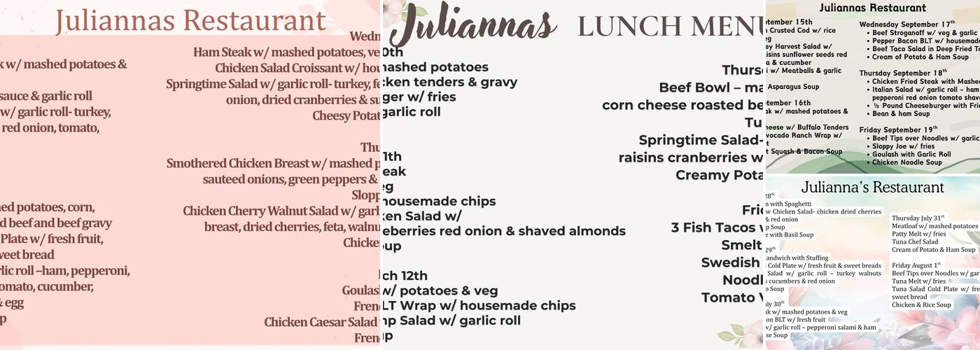 Julianna's Restaurant Menu