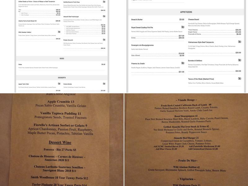 Walter Hansel Wine & Bistro Menu