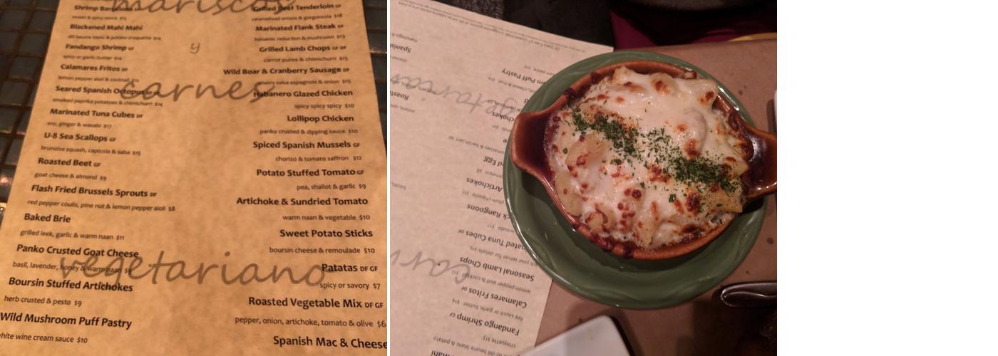 Fandango Tapas Bistro Menu