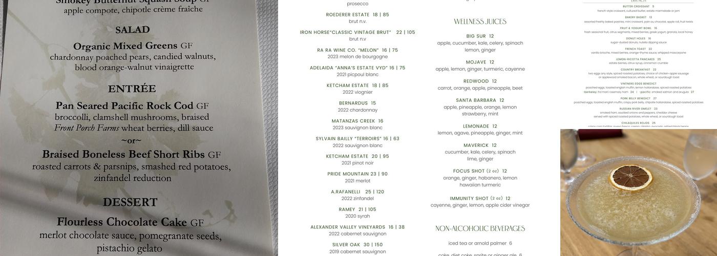 John Ash & Co. Menu