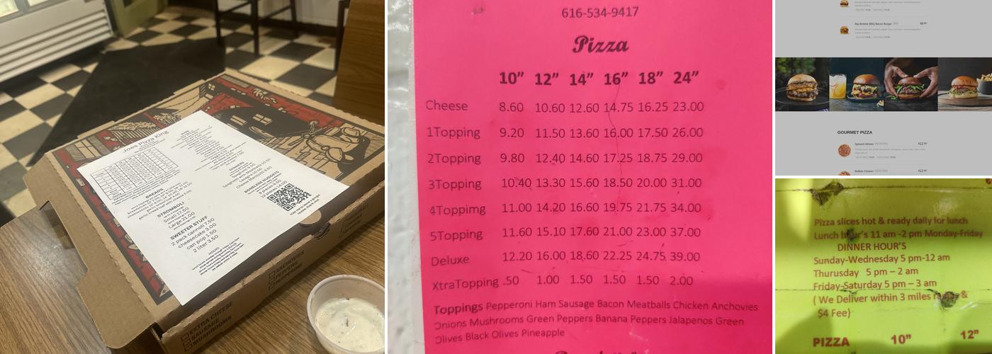 Joe's Pizza King Menu