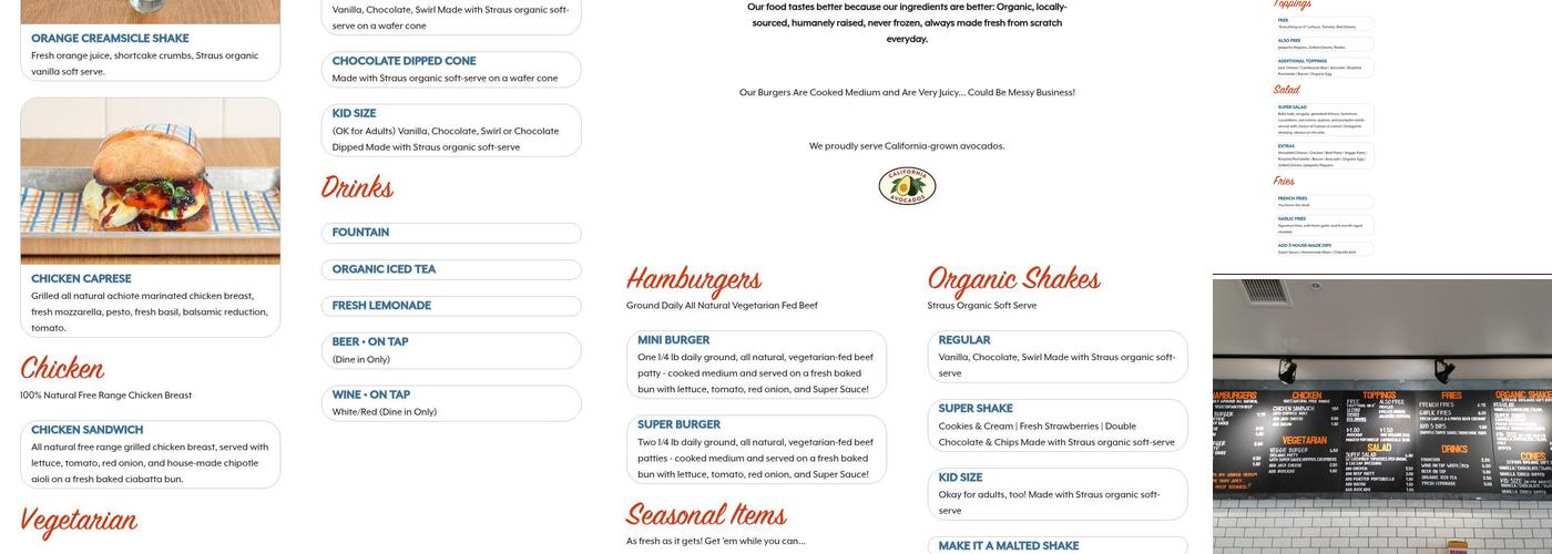 Super Duper Burgers Menu