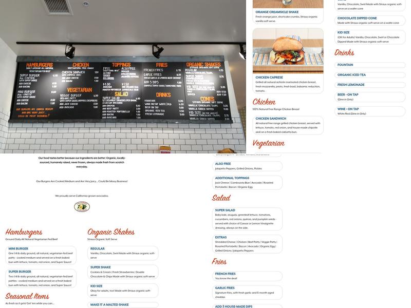 Super Duper Burgers Menu