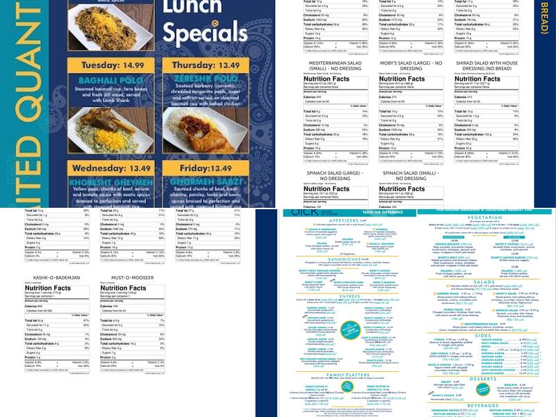 Moby Dick House of Kabob Menu