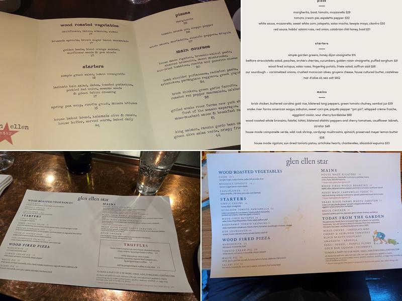 Glen Ellen Star Menu