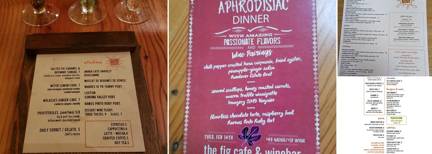 the fig cafe & winebar Menu