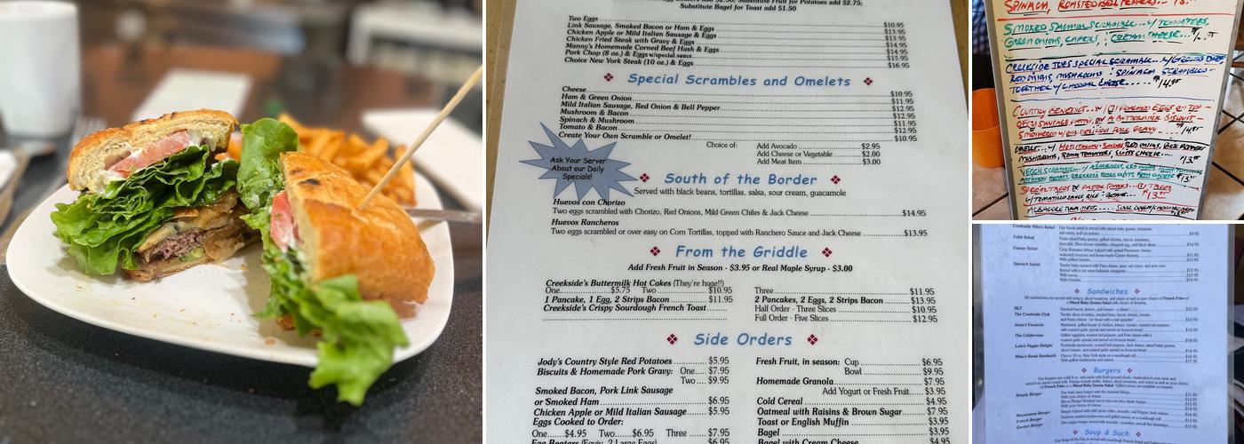 Creekside Cafe Menu