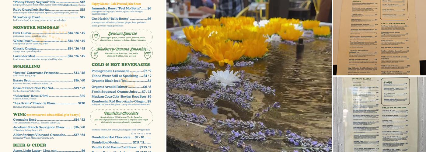 Sunflower Caffé Menu