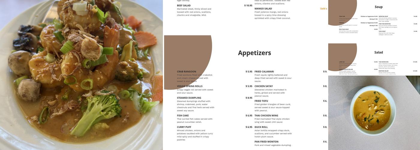 eaThai Restaurant Menu