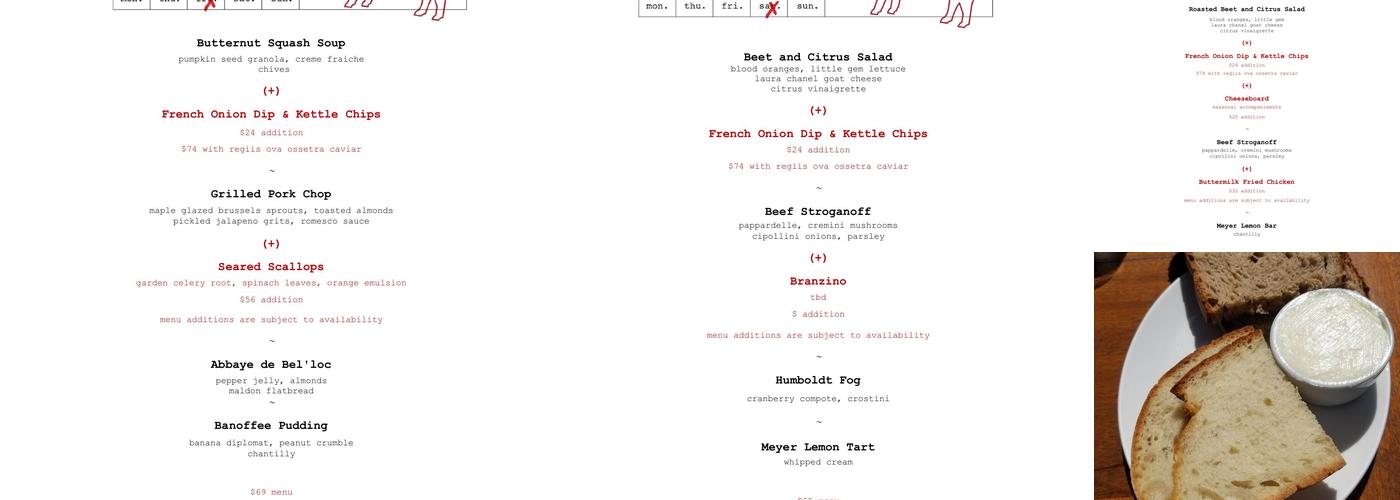 Ad Hoc Menu