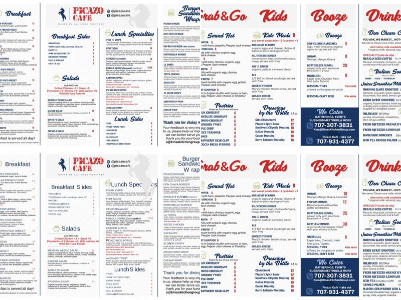 Picazo Cafe Menu