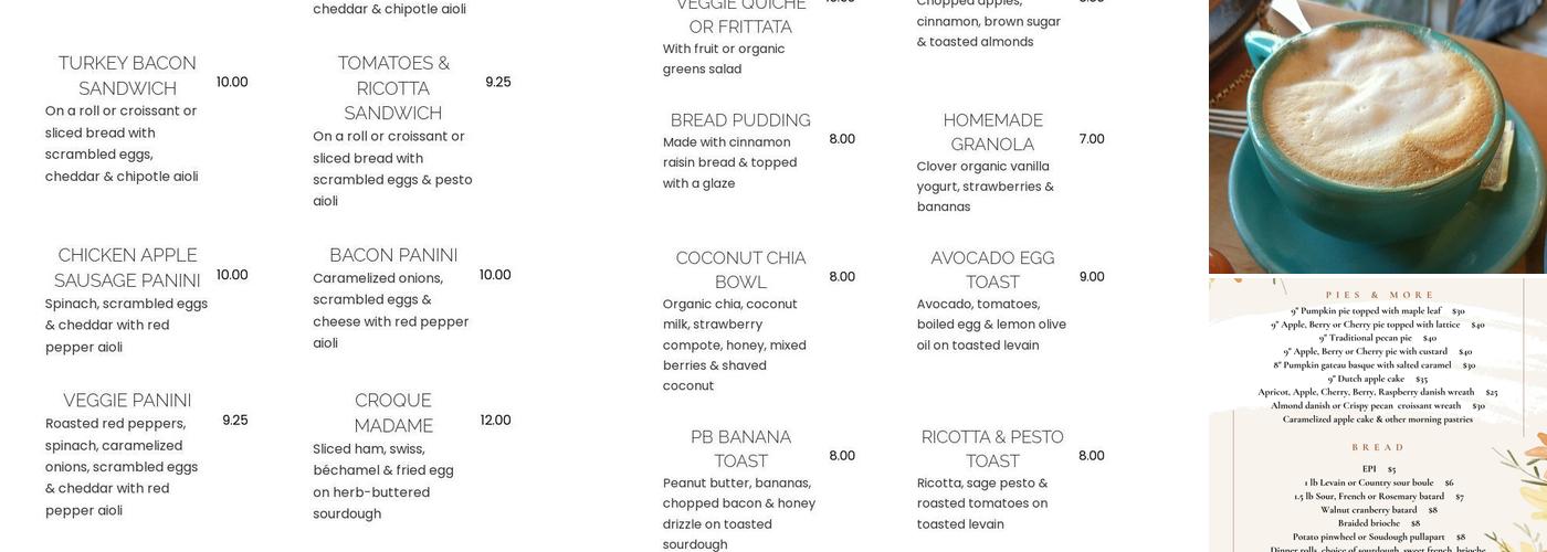 Basque Boulangerie Café Menu