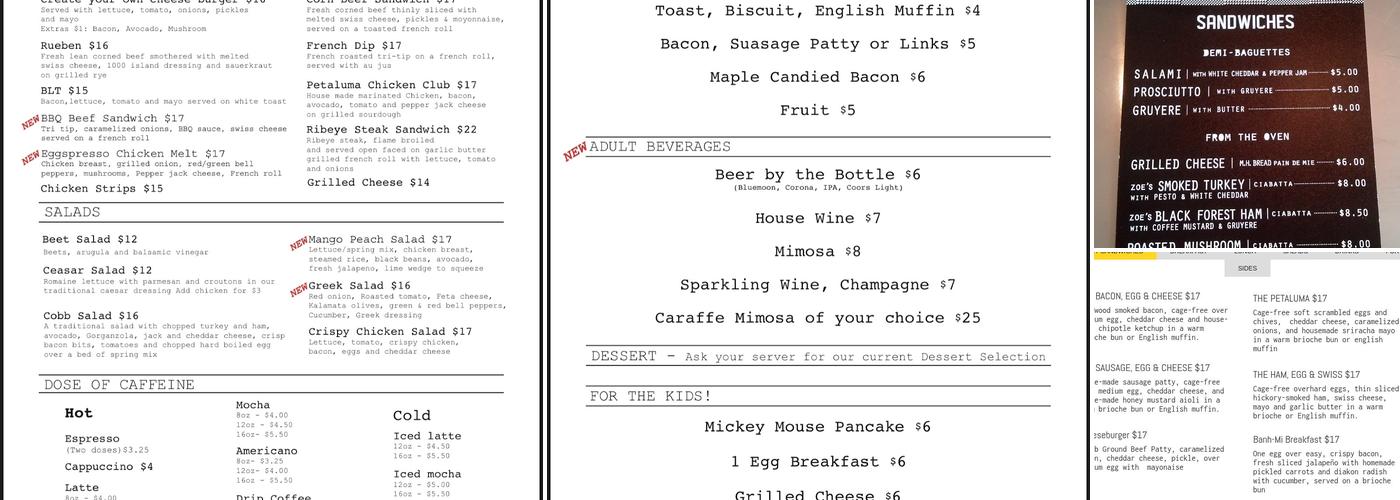 Eggspresso cafe Menu