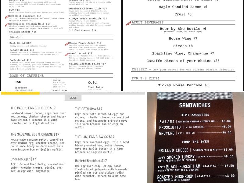 Eggspresso cafe Menu