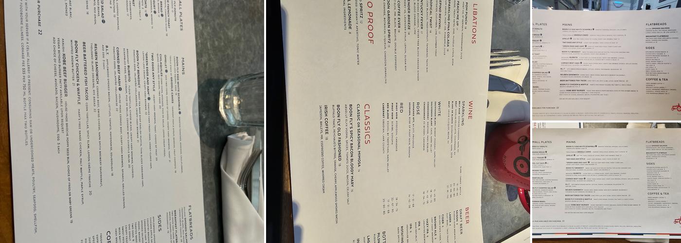 Boon Fly Café Menu