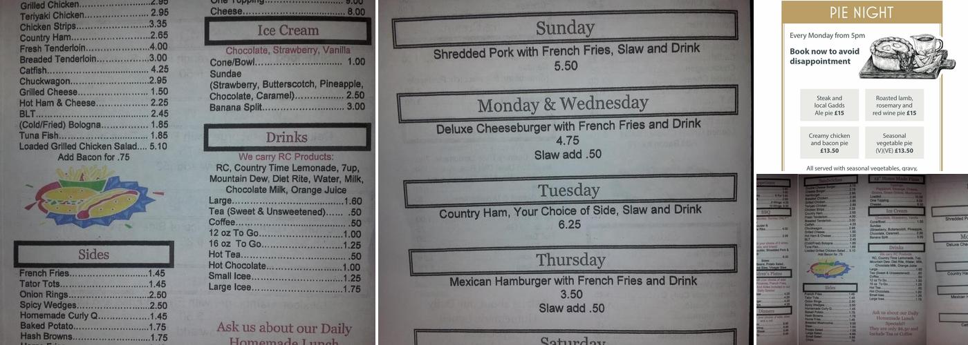 Anne's Restaurant Menu