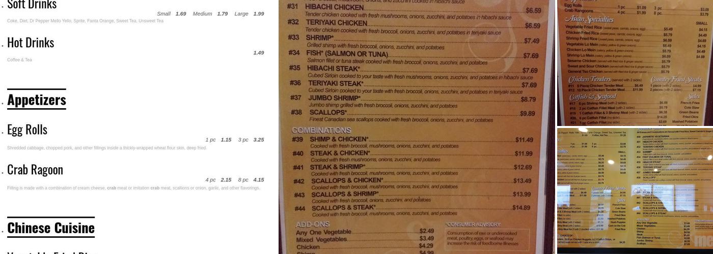 Family Style Chicken & Seafood Menu