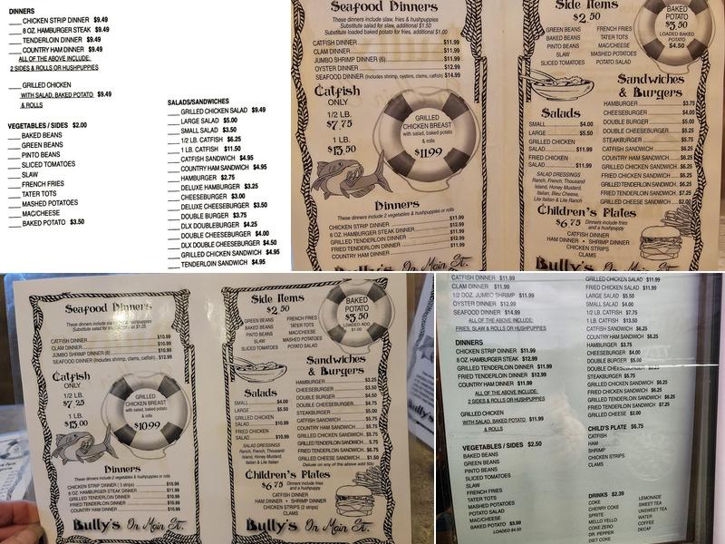 Bully's On Main St. Menu