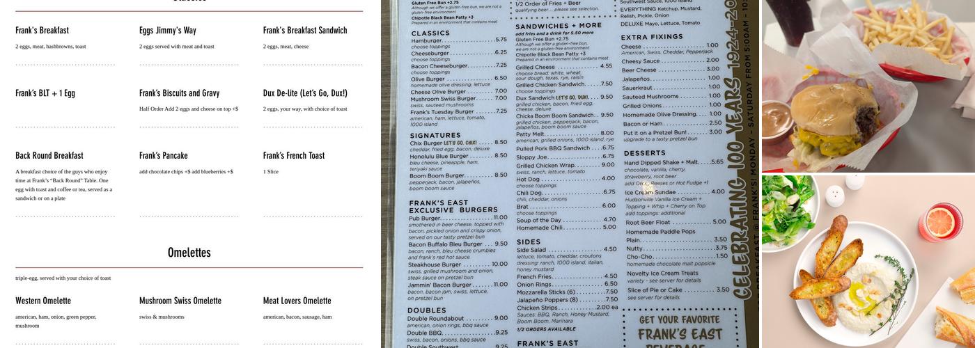 Frank's Restaurant Menu