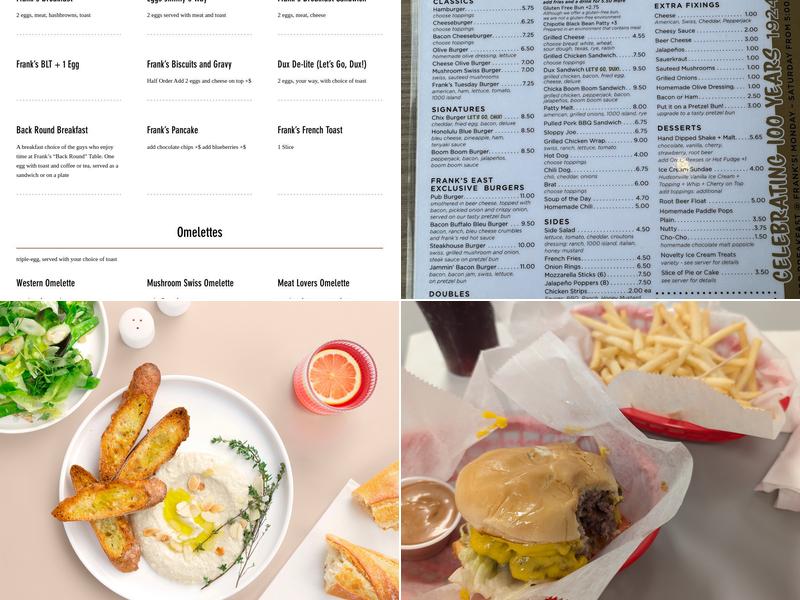 Frank's Restaurant Menu