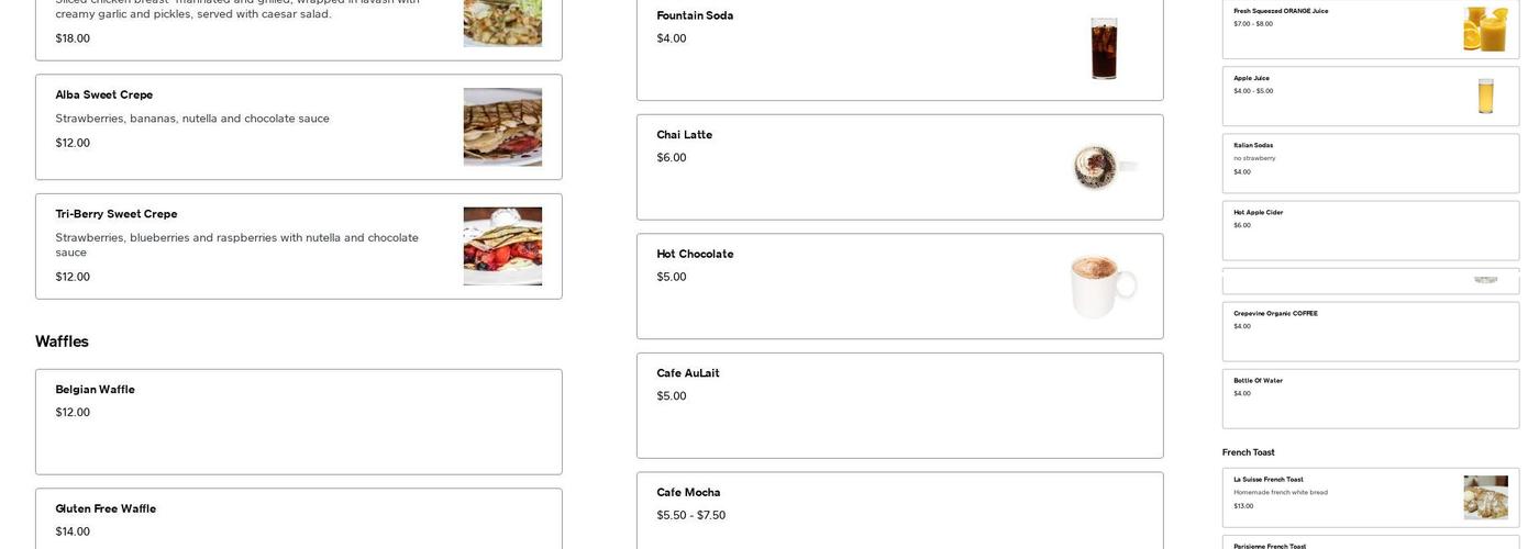 Crepevine Menu