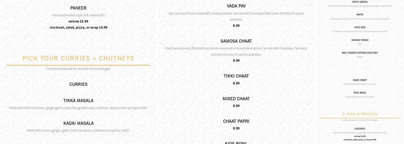 Spice 6 Modern Indian Menu