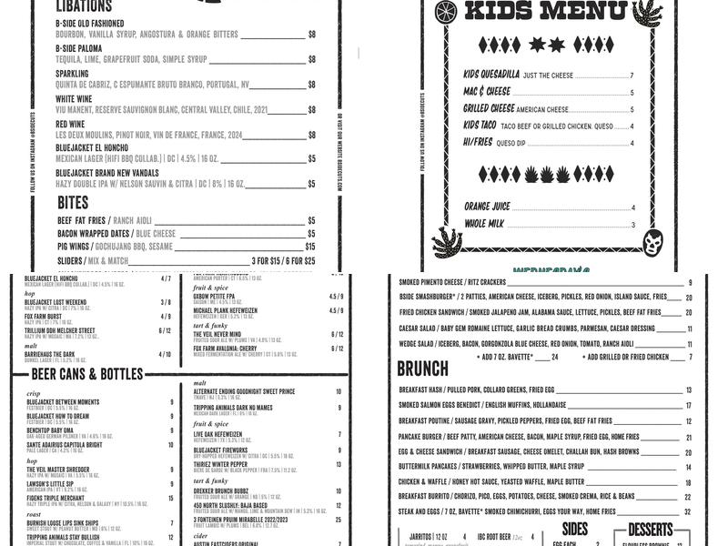 B Side Menu