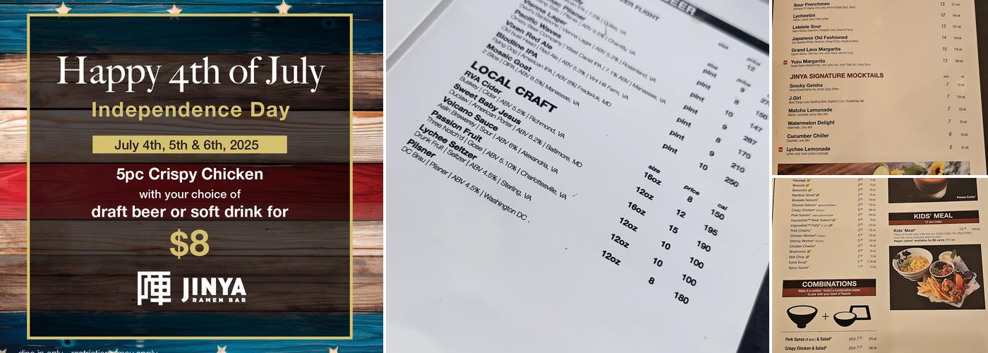 JINYA Ramen Bar - Fairfax Menu