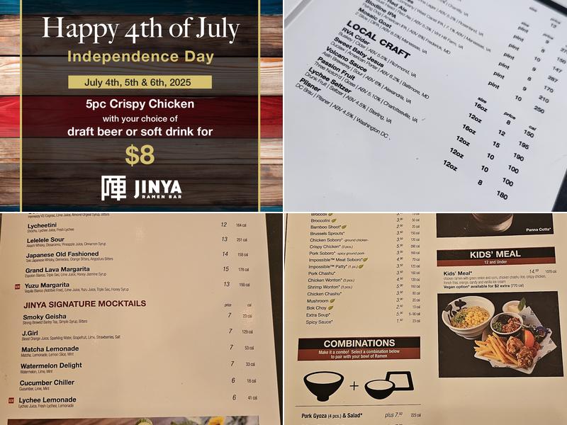 JINYA Ramen Bar - Fairfax Menu