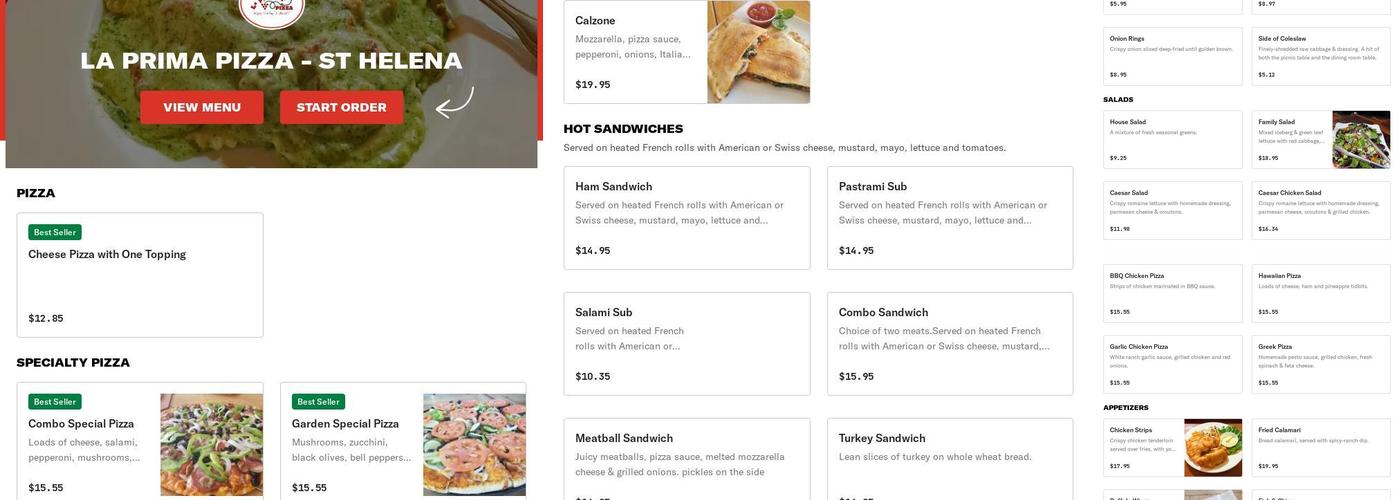 La Prima Pizza Menu