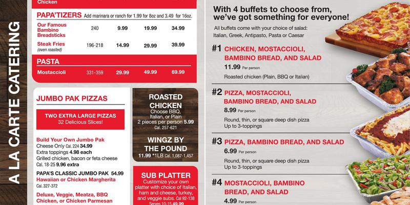 Papa Romano's Pizza & Mr. Pita Menu
