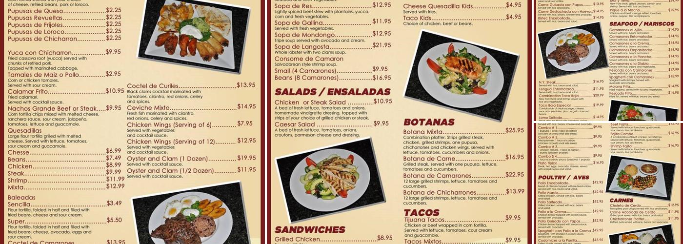 Taco Baja Menu