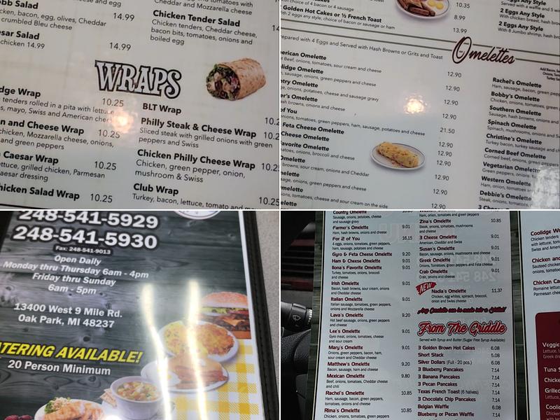 Coolidge Cafe Menu