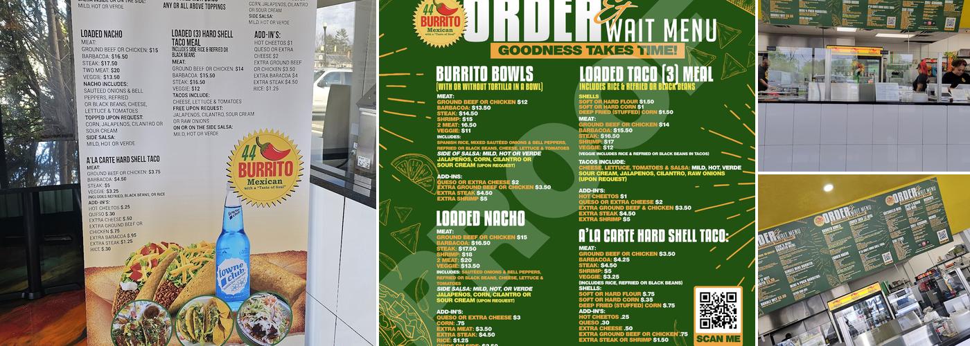 44 Burrito Menu