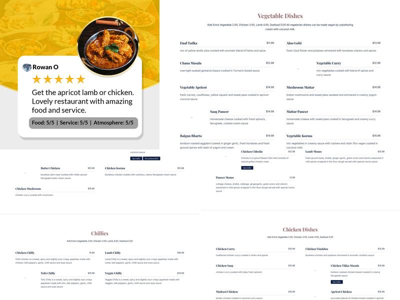 Everest Indian Restaurant Menu