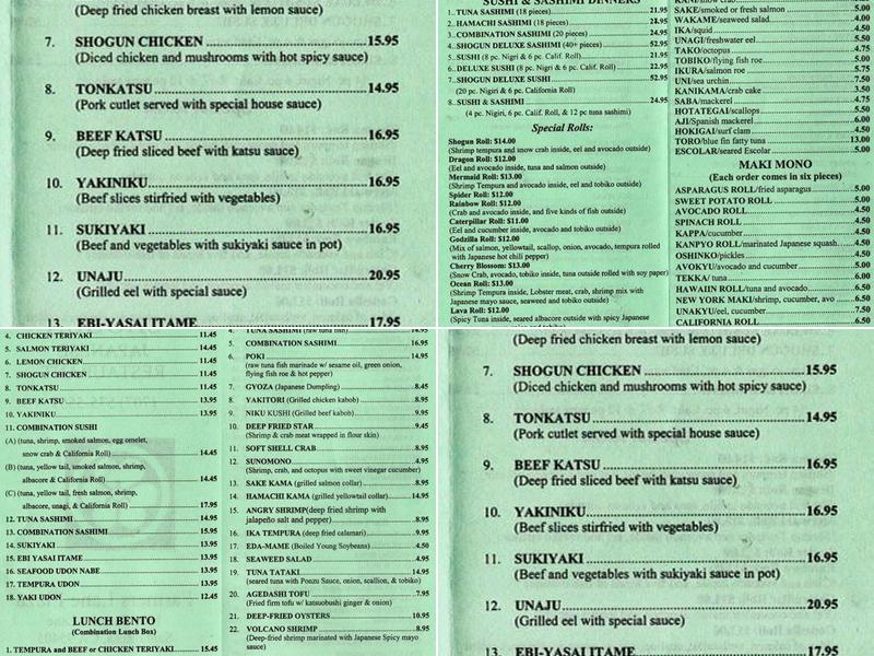Shogun | Japanese Restaurant Menu