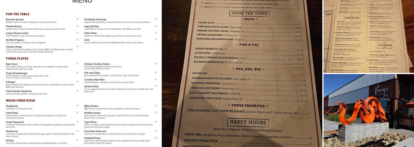 Forge Pizza Menu