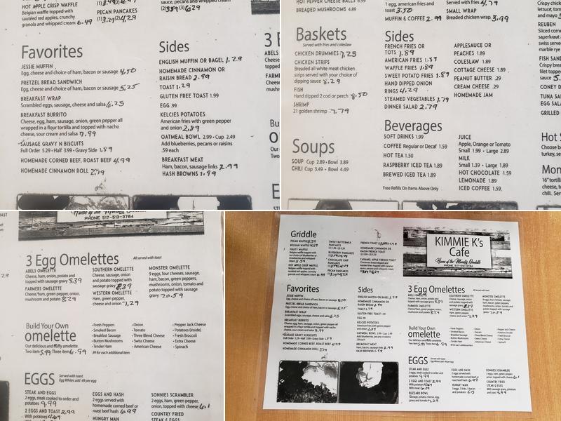 Kimmie K's Cafe Menu